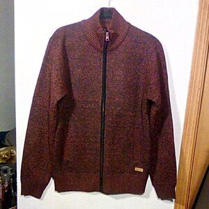 NWT Men’s Buffalo David Bitton Burgandy Sweater Fleece Lined  Zip Size: M
